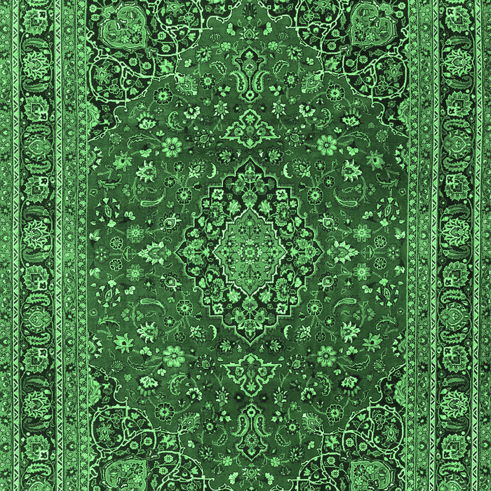 Medallion Emerald Green Traditional Rug, tr4519emgrn