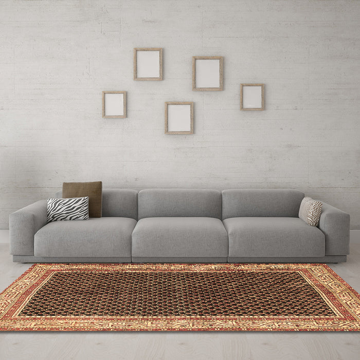 Machine Washable Persian Brown Traditional Rug in a Living Room,, wshtr451brn