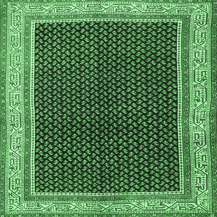 Square Persian Emerald Green Traditional Rug, tr451emgrn