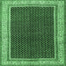 Square Persian Emerald Green Traditional Rug, tr451emgrn
