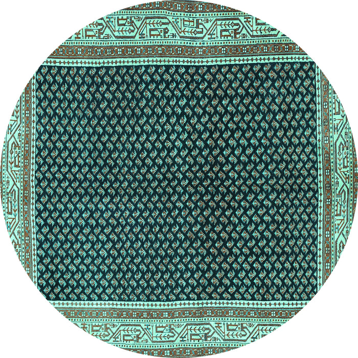 Round Machine Washable Persian Turquoise Traditional Area Rugs, wshtr451turq