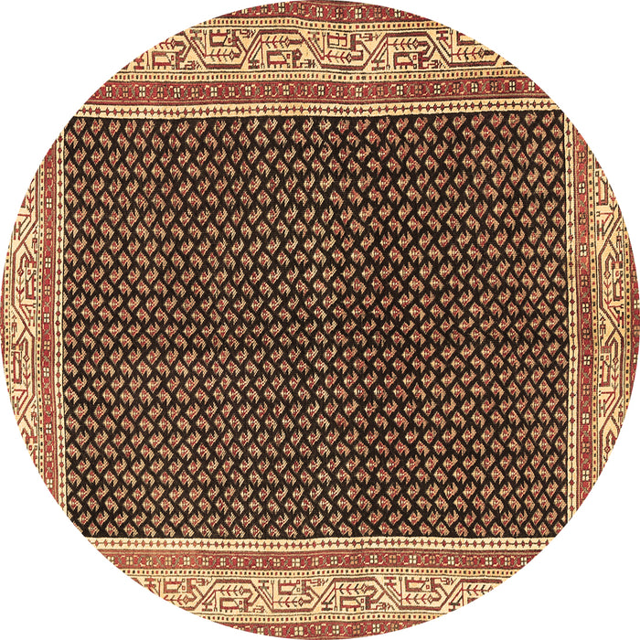 Round Persian Brown Traditional Rug, tr451brn