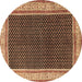 Round Persian Brown Traditional Rug, tr451brn