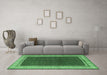 Machine Washable Persian Emerald Green Traditional Area Rugs in a Living Room,, wshtr451emgrn