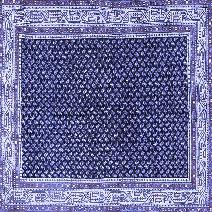 Square Machine Washable Persian Blue Traditional Rug, wshtr451blu