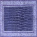 Square Machine Washable Persian Blue Traditional Rug, wshtr451blu