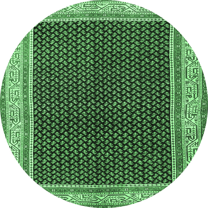 Round Persian Emerald Green Traditional Rug, tr451emgrn