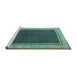 Sideview of Machine Washable Persian Turquoise Traditional Area Rugs, wshtr451turq