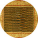 Round Persian Yellow Traditional Rug, tr451yw