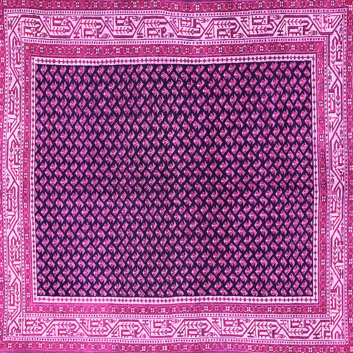 Square Machine Washable Persian Pink Traditional Rug, wshtr451pnk
