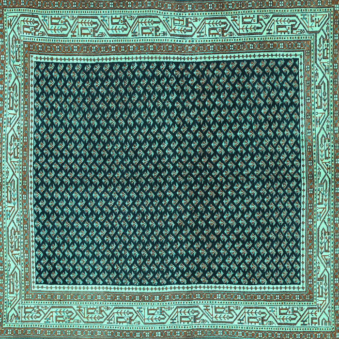 Square Machine Washable Persian Turquoise Traditional Area Rugs, wshtr451turq