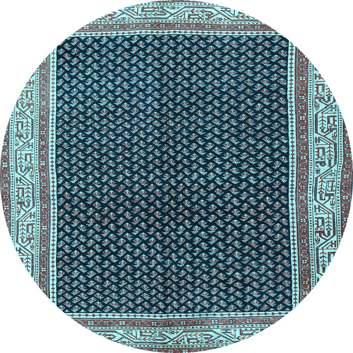 Round Machine Washable Persian Light Blue Traditional Rug, wshtr451lblu