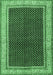 Machine Washable Persian Emerald Green Traditional Area Rugs, wshtr451emgrn