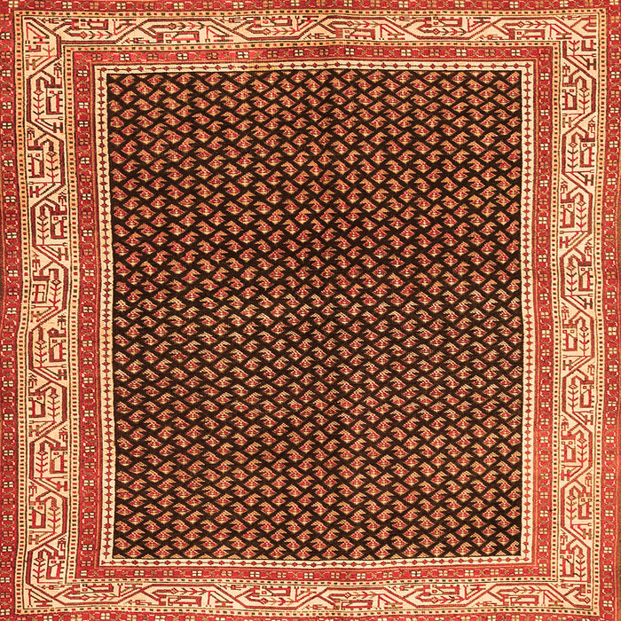 Round Machine Washable Persian Orange Traditional Area Rugs, wshtr451org