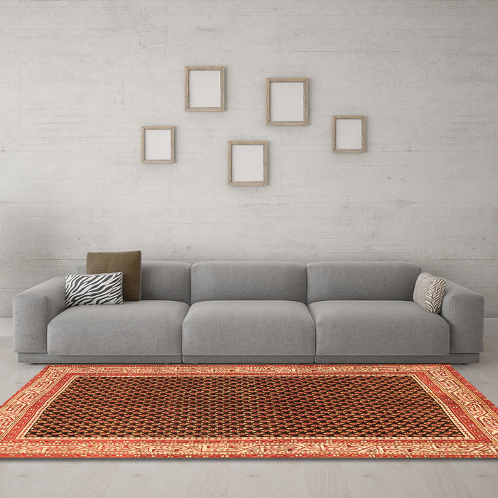 Machine Washable Persian Orange Traditional Area Rugs in a Living Room, wshtr451org