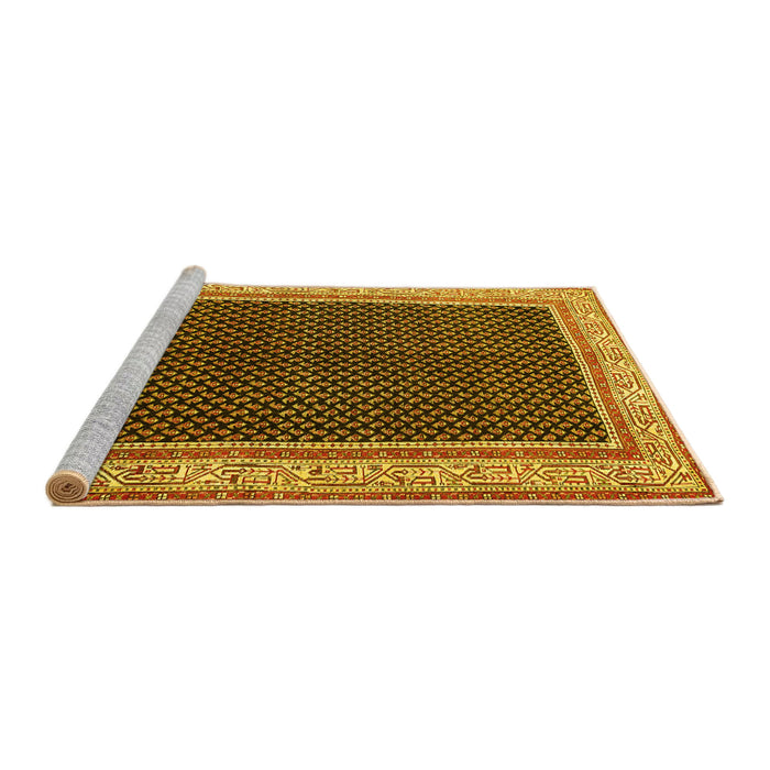 Sideview of Machine Washable Persian Yellow Traditional Rug, wshtr451yw