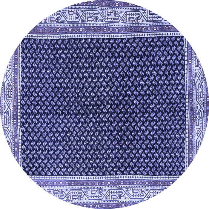 Round Machine Washable Persian Blue Traditional Rug, wshtr451blu