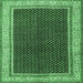 Square Machine Washable Persian Emerald Green Traditional Area Rugs, wshtr451emgrn