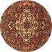 Round Machine Washable Persian Brown Traditional Rug, wshtr4520brn