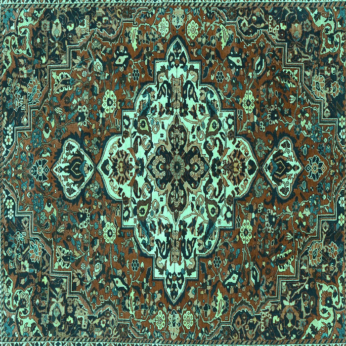 Square Machine Washable Persian Turquoise Traditional Area Rugs, wshtr4520turq
