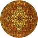 Round Persian Yellow Traditional Rug, tr4520yw