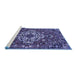 Sideview of Machine Washable Persian Blue Traditional Rug, wshtr4520blu