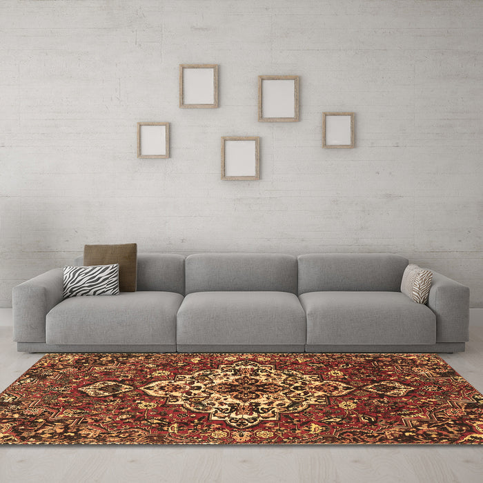 Machine Washable Persian Brown Traditional Rug in a Living Room,, wshtr4520brn