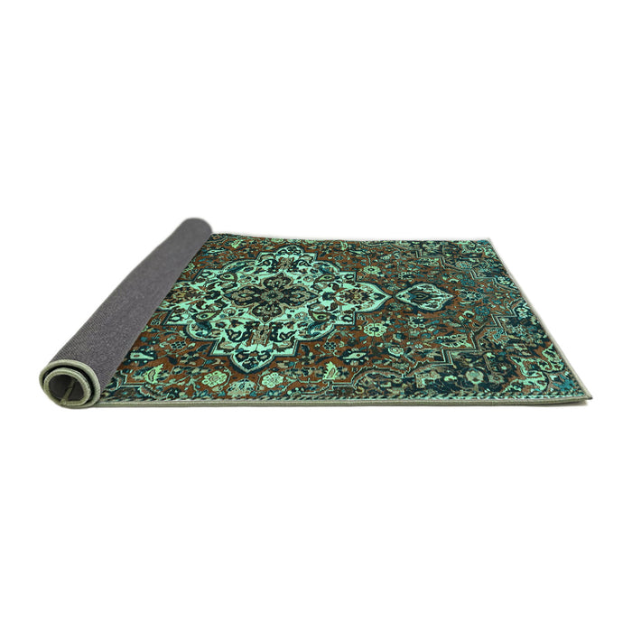 Sideview of Persian Turquoise Traditional Rug, tr4520turq