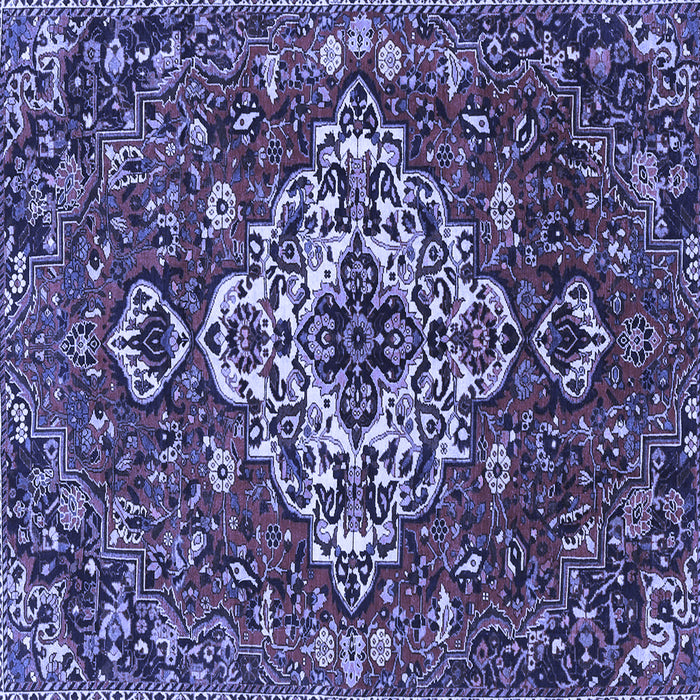Square Machine Washable Persian Blue Traditional Rug, wshtr4520blu