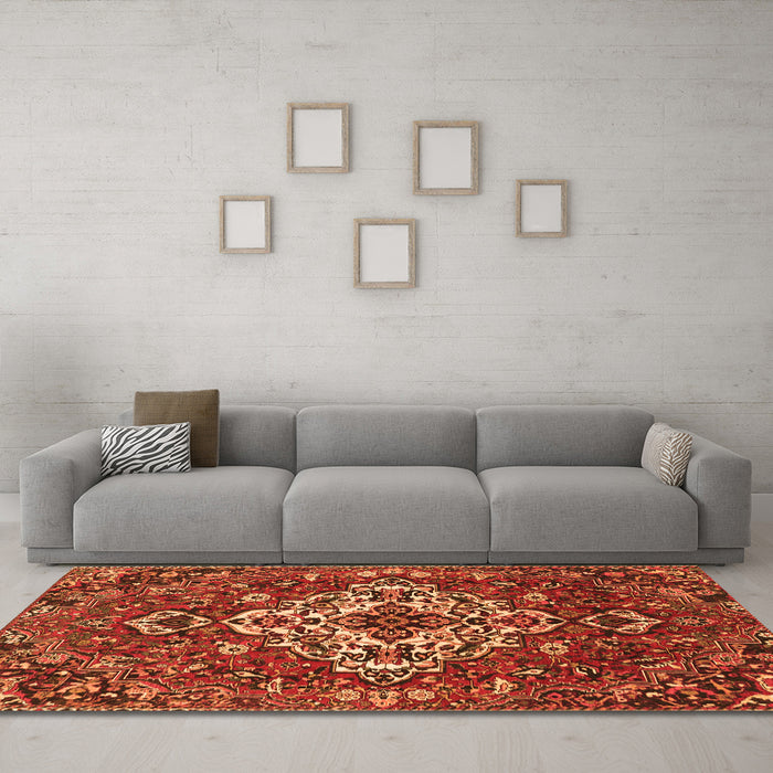 Machine Washable Persian Orange Traditional Area Rugs in a Living Room, wshtr4520org