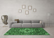 Machine Washable Persian Emerald Green Traditional Area Rugs in a Living Room,, wshtr4520emgrn