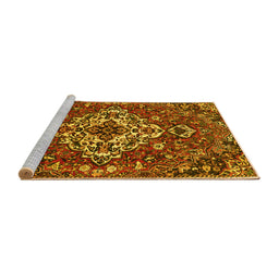 Sideview of Machine Washable Persian Yellow Traditional Rug, wshtr4520yw