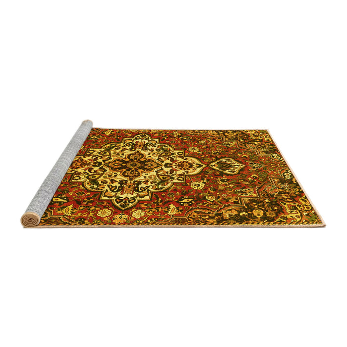 Sideview of Machine Washable Persian Yellow Traditional Rug, wshtr4520yw