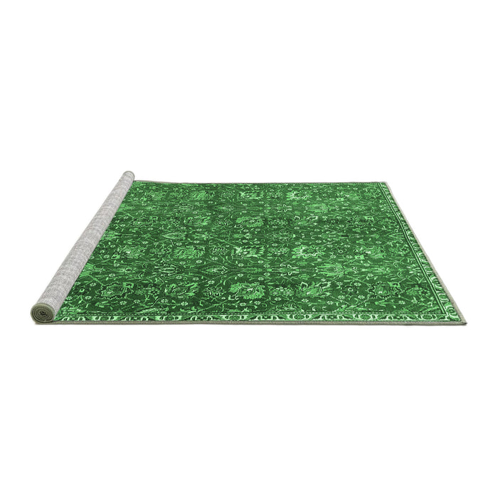 Sideview of Machine Washable Persian Emerald Green Traditional Area Rugs, wshtr4521emgrn