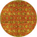 Round Persian Yellow Traditional Rug, tr4521yw
