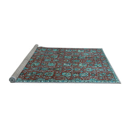 Sideview of Machine Washable Persian Light Blue Traditional Rug, wshtr4521lblu
