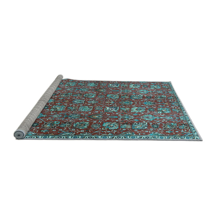 Sideview of Machine Washable Persian Light Blue Traditional Rug, wshtr4521lblu