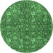 Round Persian Emerald Green Traditional Rug, tr4521emgrn