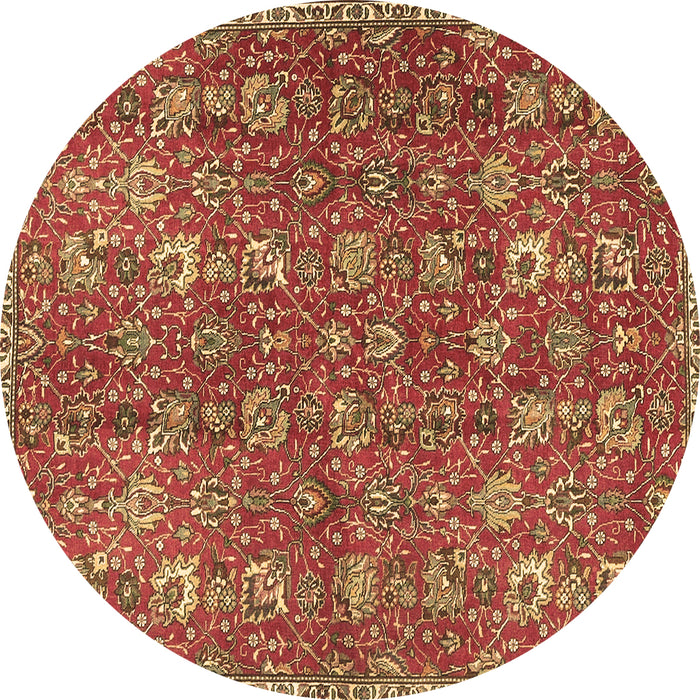 Round Machine Washable Persian Brown Traditional Rug, wshtr4521brn
