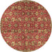 Round Machine Washable Persian Brown Traditional Rug, wshtr4521brn