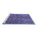 Sideview of Machine Washable Persian Blue Traditional Rug, wshtr4521blu