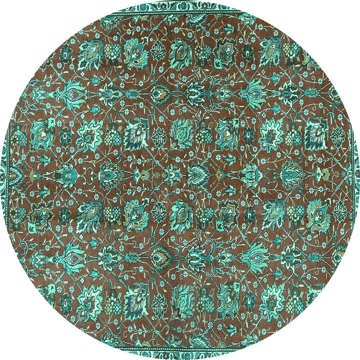 Round Machine Washable Persian Turquoise Traditional Area Rugs, wshtr4521turq