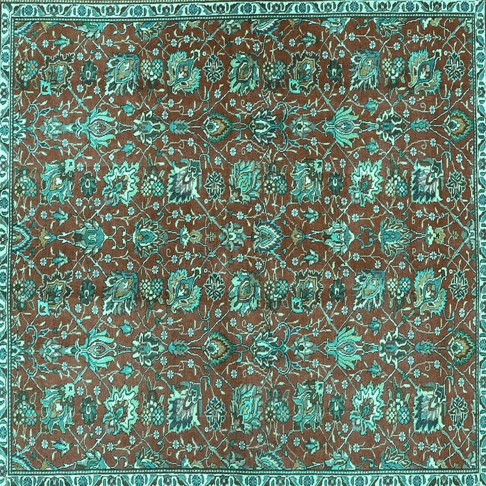 Square Machine Washable Persian Turquoise Traditional Area Rugs, wshtr4521turq