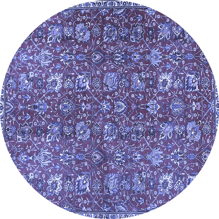 Round Machine Washable Persian Blue Traditional Rug, wshtr4521blu