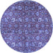 Round Machine Washable Persian Blue Traditional Rug, wshtr4521blu