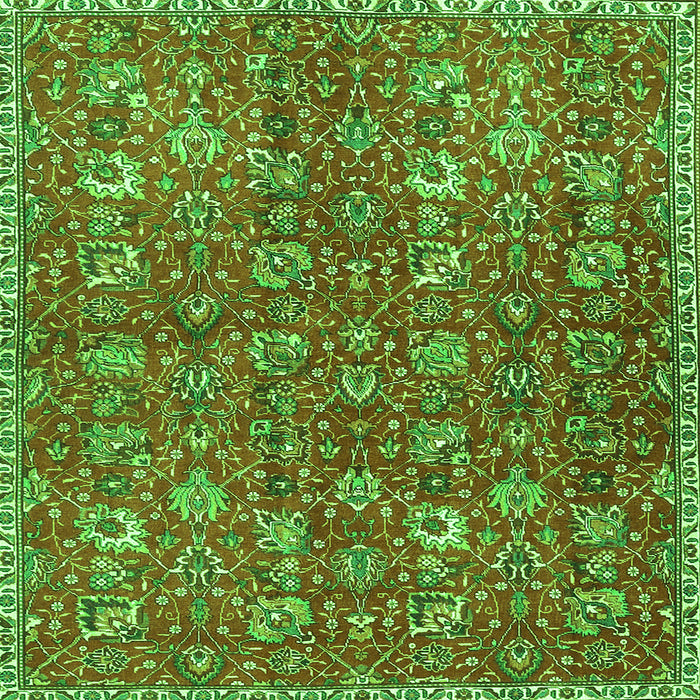 Round Machine Washable Persian Green Traditional Area Rugs, wshtr4521grn