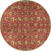Round Persian Brown Traditional Rug, tr4521brn