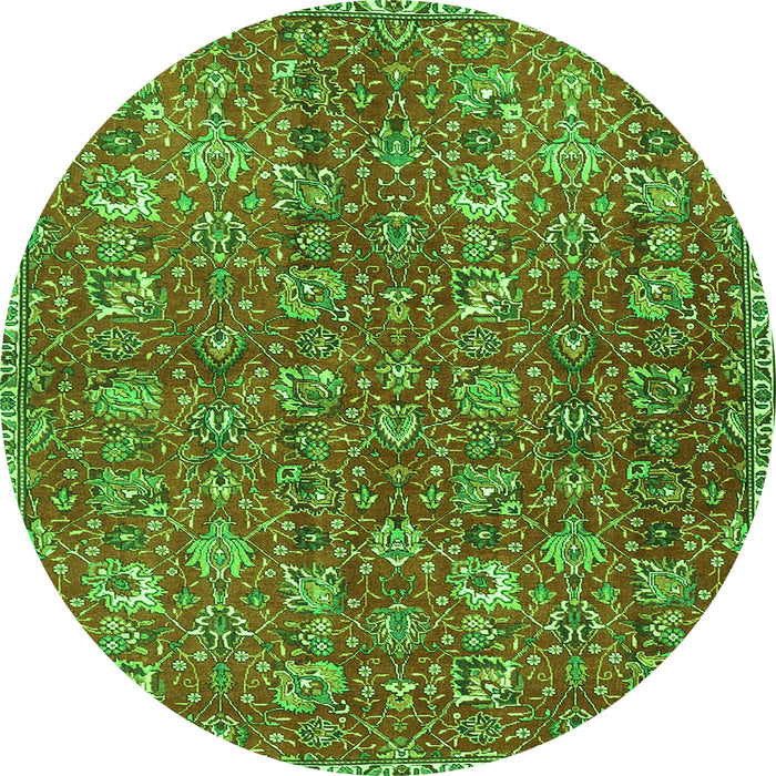 Square Persian Green Traditional Rug, tr4521grn