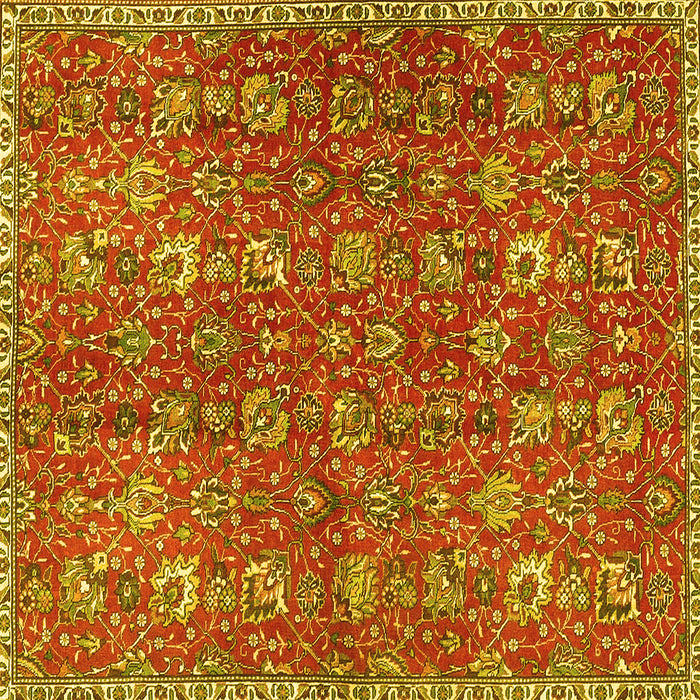 Square Machine Washable Persian Yellow Traditional Rug, wshtr4521yw