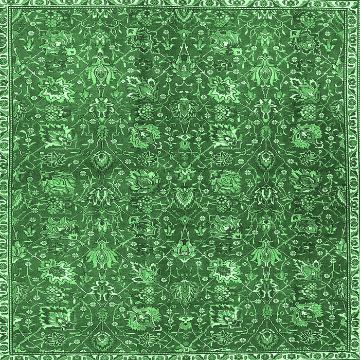 Square Persian Emerald Green Traditional Rug, tr4521emgrn